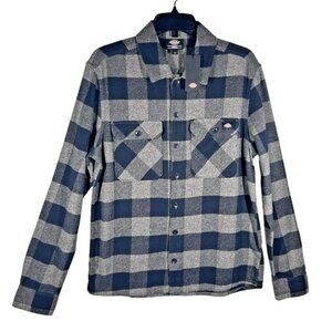 Dickies Flannel Shirt Men Size Small Black &‎ Gray Plaid With Pockets NEW